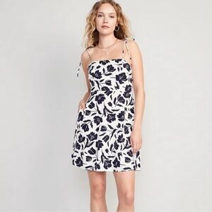 Floral Linen Blend Fit & Flare Dress